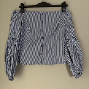 Express sz S striped off shoulder‎ blouse NWOT